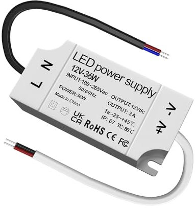 Bonlux Transformador 220V a 12V, Fuente Alimentacion 12V 3A 36W IP67 Resistente al Agua Driver LED de Bajo Tensiónpara MR16 GU5.3 MR11 G4 Bombillas Tira LED Interior/Exterior Trasformatori