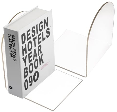 Buchstütze Acryl, 2er Pack, 100 x 100 x 130mm, Buchstützen Acryl, Transparent Bücherhalter für Bücher, Bücher Halterung Regal für Kinder,Schule,Bibliothek,Bookends für Magazine und DVDs Organzier