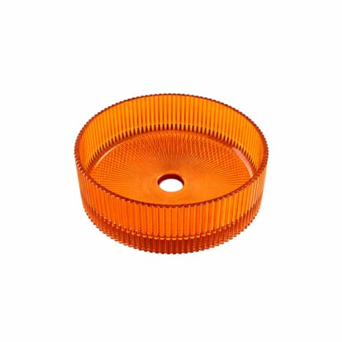 BAIKAL Lavabo sobre Encimera | Redondo | Cristal Champagne | 36 x 36 x 11 cm | Sin orificio para grifo | Lavabo Baño | Envío con Embalaje Reforzado