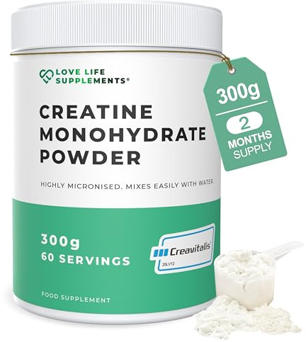 Creapure® Creatine Monohydrate Powder 300g – 60 Servings – Creavitalis® Micronised Vegan Creatine – Unflavoured, Fast Mixing – Muscle Growth, Strength, Power – 3rd Party Tested, UK Brand