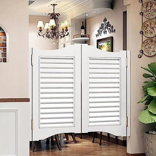 Weiße Schwingtüren aus Holz mit Fensterläden für Küche/Eingang/Badezimmer/Café, 62 60 58 56 54 52 50 48 46 44 42 40 Zoll breite Türen mit halbhoher Taille und doppeltwirkenden Türscharnieren