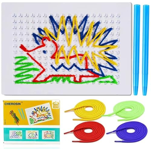CHEROSIN Fine Motor Threading Boards for Kids - Pencil Grasp Fine Motor Toys Sensory Learning Boards for Preschooler, Calm Down Activity Therapy Toys Gifts for 3 4 5 6 Year Old Kids Boys Girls