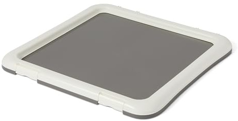 Amazon Basics, Supporto per Tappetini Igienici da Addestramento per Cani, con Chiusure di Sicurezza, Extra Spesso e Antiscivolo, in Plastica Riciclata, 61,1cm, S, Colore Bianco e Antracite