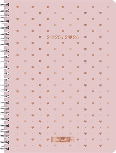 BRUNNEN Skolkalender Style (2025/2026) Pretty Pink, 2 sidor = 1 vecka, A5, 160 sidor, rosa