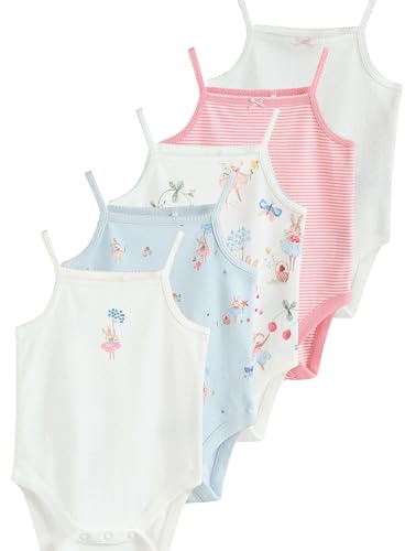 NEXT Bébé fille Bodies débardeur bébé, lot de 5 Cream Strawberry Bunny 3 Mois