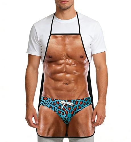 Fadcaer Sexy Funny Apron Novelty Gifts for Men Secret Prank Apron Novelty Kitchen Apron Cooking BBQ Funny Gifts for Men on Birthday Christmas Anniversary (A3)