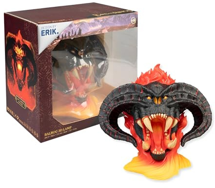 Grupo Erik Lampara El Señor de los Anillos Balrog - Lampara escritorio Gaming │ El Señor de los Anillos Regalos - Figura con LUZ LED (USB/Pilas) Decoración Lord of the rings Merchandising OFICIAL