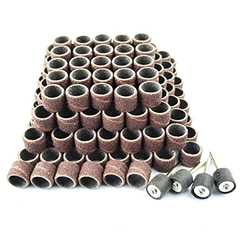 Merryland Levigatura Cilindri Abrasivi per Dremel 184pcs, Bande Maniche di Levigatura 80# 13mm 180pcs con Tamburo Mandrino 4pcs Utensil Rotante Elettrici DIY, RMTA184C1