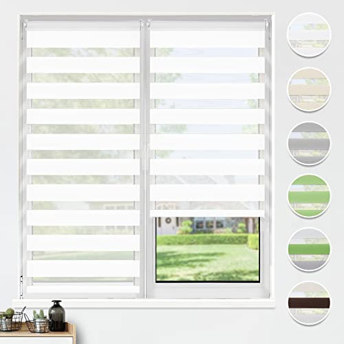 HOMEDEMO Doppelrollo Klemmfix ohne Bohren & mit Bohren, Rollos für Fenster und Tür, Weiß, 70x220cm(BxH), Duo Rollo Klemmrollo lichtdurchlässig, Fensterrollo Sichtschutz