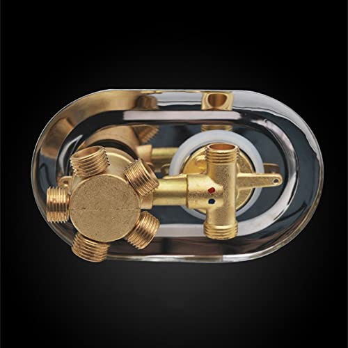 G1/2 2/3/4/5 Salida Una Pieza Grifo Desviador Cuarto Baño Panel Mezclador Latón, Cartucho Cerámica Válvula Mezcladora Agua Fría y Caliente, Distancia Punto Central 6,5cm (Rosca Tornillo 5 Vías)