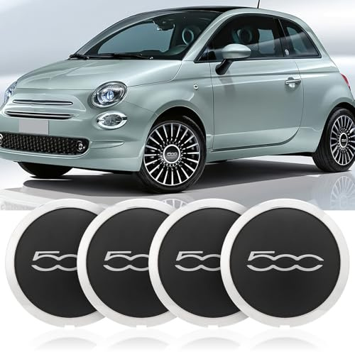 Fiat 500 Tapacubos - Tapas De Rueda De Centro Centrales Llantas Aluminio, Compatibles 500 Centro Tapacubos De Pieza, Tapas Llantas Centrales 68078419ac para 2012-2023 (A)