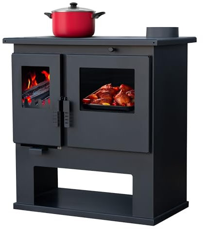 ALAZ Mouse GP8M - Stufa a legna da 9 kW, con vano cottura, camino, stufa a legna permanente, forno a legna, forni a capanna, forni in legno