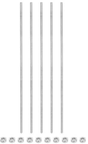 QUARKZMAN 5Pz M4 x 250mm Barra Filettata Completa con 10Pz Dadi Esagonali, Passo Filettatura 1.25mm Barra Filettata in Acciaio Inox 304 Destra Barre Perno