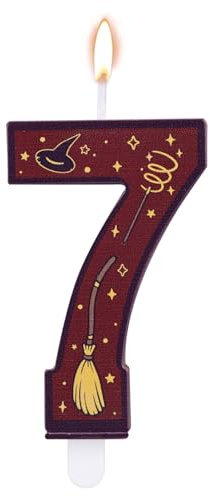 Velas Numéricas con Temática de Mago Mágico, Vela con Número para Tarta Temática de Mago Color Marrón Ideal para Fiestas Cumpleaños Infantiles (7)