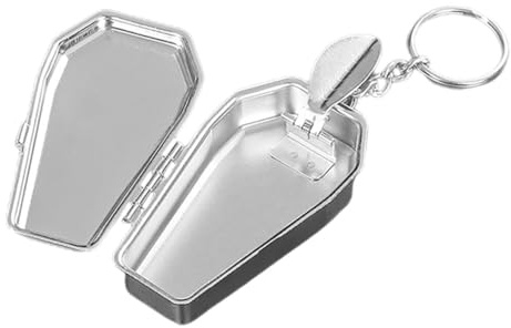 Zerodeko Coffin Shaped Portable Ashtray Keyholder Metal Pocket Ashtray Keychain for Smokers Compact Decorative Keyring Ornament for Friends and Family