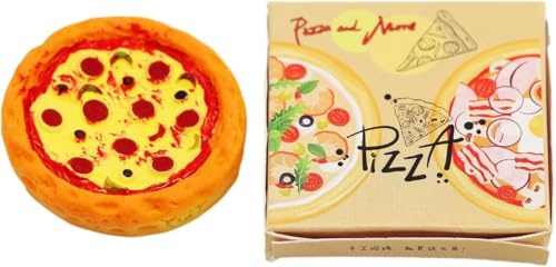 1 Set Miniature Pizza Box, 1:6 & 1:12 Scale Realistic Dollhouse Food Model Set, Yellow Resin Doll House Furniture Supplies for Pretend Play Kitchen