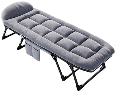 lit de Camp avec Matelas, 62cm lit de Camp Pliable 1 Personne Charge Jusqu'à 150 Kg pour Camping, Les Voyages, la Maison, Jardin,190 cm - Gris foncé