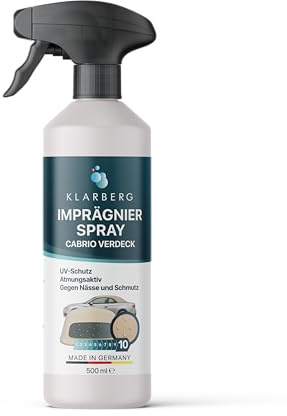 KLARBERG Impermeabilizzante per tettuccio Cabrio, 4 x 500 ml, spray impregnante traspirante per tettuccio cabrio e tessuto, spray impermeabile e antimacchia, spray impermeabilizzante per esterni