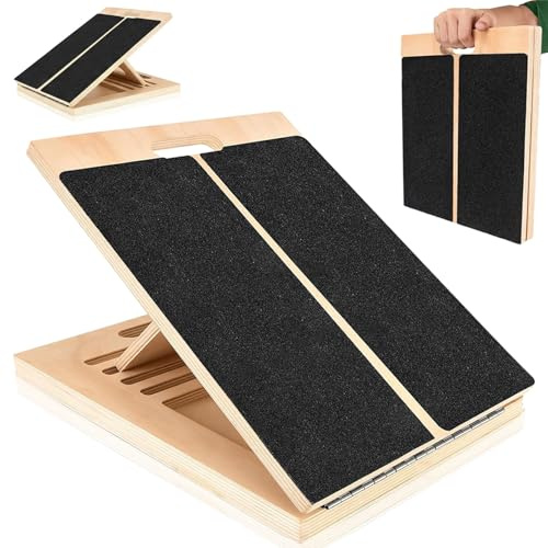 Portable Wooden Balance Board,Adjustable Slant Board for Squats Leg Knees Heel Ankle Stretching,Professional Non-Slip Leg Stretcher for Home,Gym,Office,Outdoor Use(A)