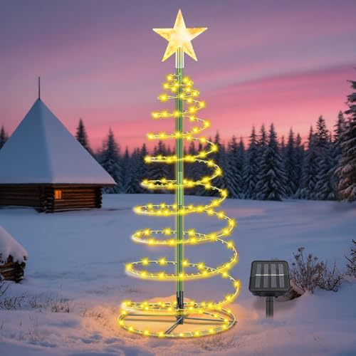 Rakuker Albero di Natale con Luci Incorporate, Impermeabile Albero di Natale Spirale, Catena Luminosa per Albero di NATALE, Decorazioni Natalizie per Esterno(Colore)