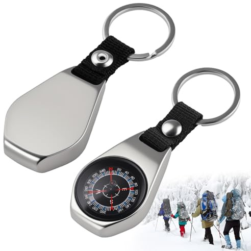 Bussola Portachiavi Bussola All'aperto, Bussole Mini con Alta Precisione, Impermeabile, per Escursionismo, Avventura, Campeggio, Navigazione Precisa, Regalo per Bambini(9.7cmx3.3cm)