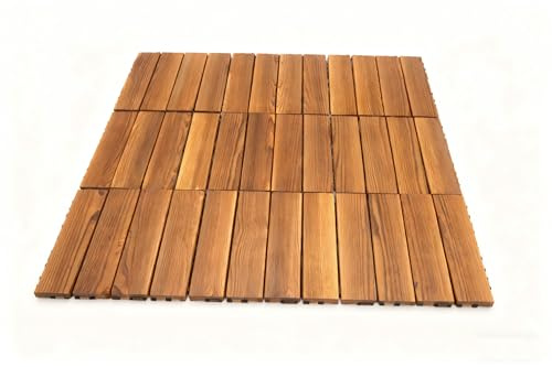 36 rivestimenti per pavimenti in acacacia, 30 x 30 cm, piastrelle in legno, per balcone, sistema a clic, ritagliabili, per esterni, per ponte, giardino, balcone, terrazza (3 m²)