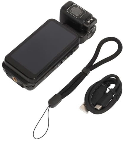 PolyGen Cámara de Pantalla táctil giratoria transmisión WiFi 5K 30 fps Ultra HD Sensor CMOS de 36 MP Gran Angular de 120 Grados para vlogging y Viajes al Aire Libre