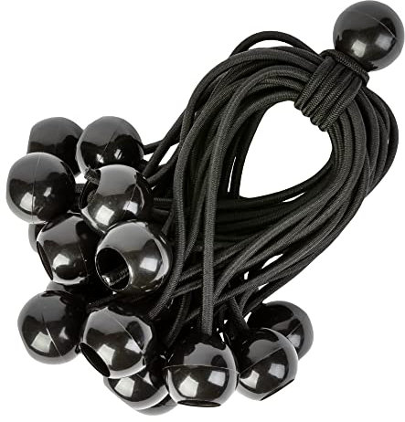 PRETEX Corde Elastiche con Sfere - Set di 25pcs x 23cm Elastici con sfera universali - Elastici Portapacchi Pesanti Perfette per il Campeggio - Cinghie Elastiche per Teloni - Nero