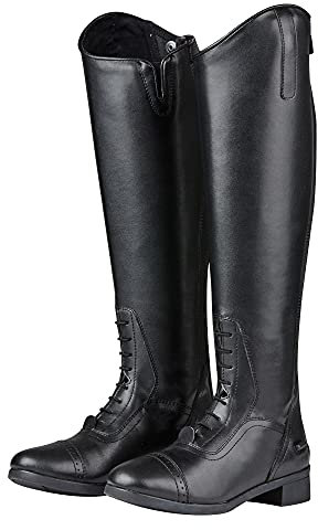 Saxon - Botas de equitación de caña Alta Modelo Syntovia para Mujer (37 EU/Regular/Regular) (Negro)