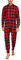 Hotouch Herren Schlafoverall Einteiler Pyjama Weich Jumpsuit Baumwolle Thermounterwäsche Lang Overall Onesie Kariert S