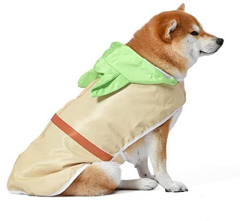 Star Wars for Pets Yoda Raincoat with Leash Attachment Slit - Dog Rain Jacket with Leash Hole - Officially Licensed Pet Apparel for Rainy Weather, Size Large