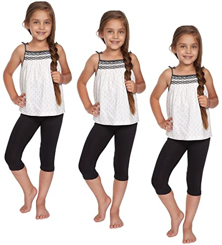 SOFTSAIL Flickor leggings ¾-längd enkla byxor för barn stretch bomull smal andas casual ultramjuka 1–13 år skola spelar dans färger CH34