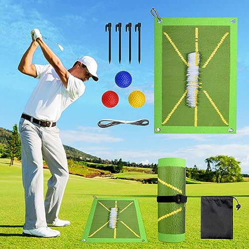 AWAVM Golf Training mats, Golf Mat Practice, New Golf Splitting Mats Analyse Swing Paths and Correct Ball Striking Posture Golf Practice Swing Mats Accessories for Beginners