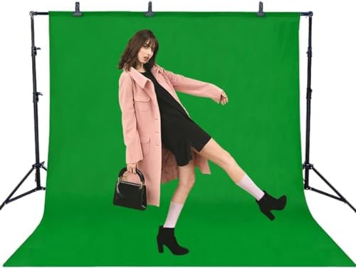 HACSYP Toile de Fond, écran Vert Portable avec Support et 4 Clips, clé Chroma avec Sac de Rangement, for vidéo/Streaming/Photographie