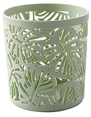 KUAIYIJU Desktop Office Storage Organizer Creative Round Hollow Leaves Palm Leaves Design Pen Pencil Holder Organizer