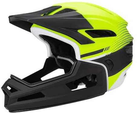 JISADER Casco da Bici Integrale con Fodera Staccabile Casco da Mountain Bike da Strada Resistente agli Urti Accessori da Ciclismo per Guida per Adulti, Giallo Fluorescente
