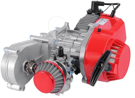 Samger 49cc 2 Takt Pocket Bike Motor, Aluminum Hub Motor Dirtbike Motor, Mini ATV Quad mit Getriebe Vergaser für Pocket Bike Mini Dirt Bike ATV Roller