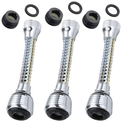 Aérateur de robinet d'évier en acier inoxydable, tête de robinet de cuisine rotative à 360 ° avec tuyau, économie d'eau, tête de buse de robinet anti-éclaboussures, tête de pulvérisation de rechange