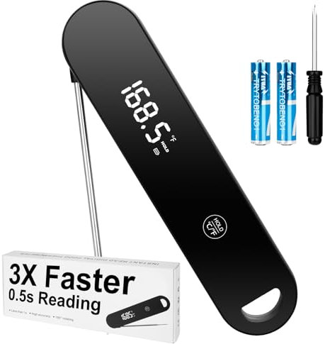 Fleischthermometer Bratenthermometer Digitales Grillthermometer Thermometer Kochen Küchenthermometer mit 0.5s Sofortiges Auslesen Langer Sonde und LCD Bildschirm Auto ON/Off für Küche Grill BBQ