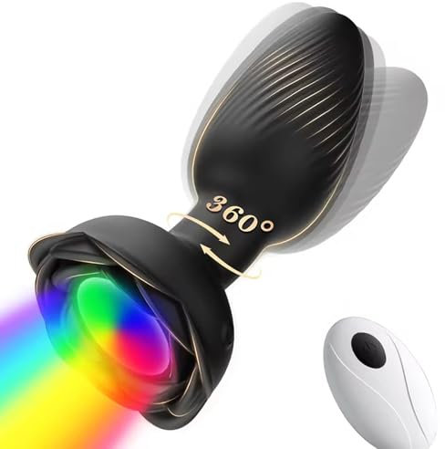 Qhyisn Anal Vibrator mit 360°Rotationsfunktion Sex Toys für Frauen Prostata Stimulation Männer Analplug 10 Vibrationsmodi LED Leuchtender Analvibratoren Buttplug Dildo Sexspielzeug für Paare（Schwarz）