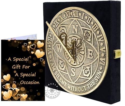 Orologio a meridiana in ottone massiccio per giardino, cortile, esterno, realizzato a mano, in ottone lucido, con scatola in velluto, perfetto per i propri cari, regalo decorativo per la casa o idea