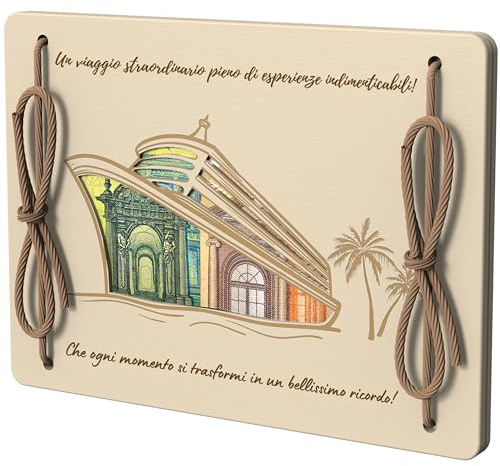 EQUIK PRODUCTS Cartolina in Legno | Regalo in Denaro, Portafoglio e Custodia per Banconote | Regalo Divertente per Viaggi, Crociere o Feste di Addio (Tesoro di Viaggio)