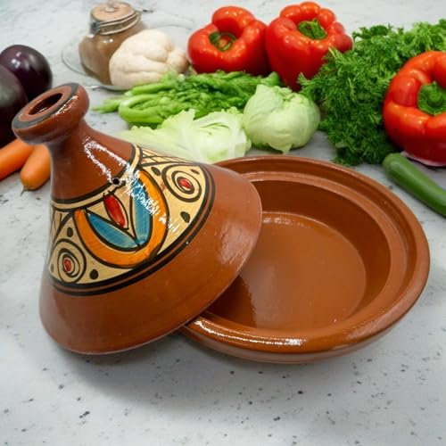 Tajine XL 35 cm in Terracotta Dipinta a Mano – Pentola Tradizionale Marocchina/Tunisina + Ebook Gratuito 1404251128