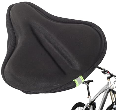 Cubierta de asiento de sillín de bicicleta – Cojín acolchado con tiras reflectantes para ciclismo al aire libre | Almohadilla de sillín de gel suave transpirable compatible con montaña, carretera y
