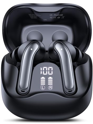 DUCOCUB Hybridaktiva brusreducerande trådlösa öronsnäckor, V5.4 Bluetooth-hörlurar med app, Hi-Res Sound in Ear hörlurar djup bas, 6 mikrofoner för tydligt samtal, 49H speltid, trådlös laddning, IP7