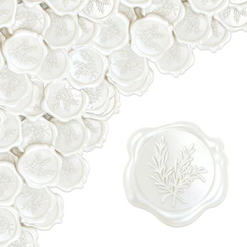 Bohoray 50 Pezzi Adesivi Ceralacca Bianco Perla, Ramo D'ulivo in Rilievo Sigilli Cera Adesivi Ceras Lettera, Sigilli Ceralaccas Autoadesivi Vintage per Matrimonio, Buste, Confezioni Regalo, Fai Da Te