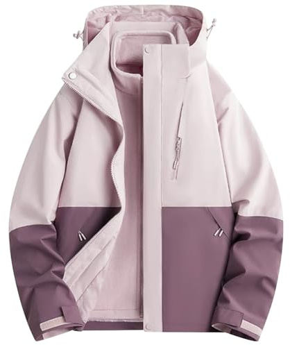 SimidunEUR Manteau Fonctionnelle 3 en 1 Femme avec Capuche Amovible et Veste Polaire zippée Imperméable Coupe-vent pour Course, Cyclisme, Randonnée, Escalade