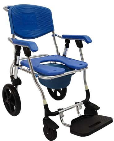 Chaise percée pliable avec roulettes - Outil multifonction avec accoudoirs et dossier - Pour personnes âgées, handicapées, femmes enceintes et personnes