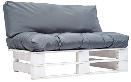 Tonture Outdoor-Sofa Paletten mit Kissen in Grau, Kiefernholz imprägniert, 110 cm, Robustes Loungesofa für Garten, Terrasse, Balkon, gemütliche Entspannung