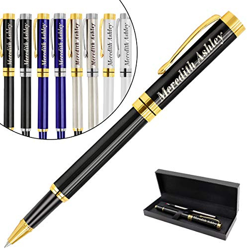 Aolun Stylo Personnalisé avec Gravure,Stylo Personnalisable avec Votre Nom Ou Message, Recharge Moyenne,Cadeaux Personnalisés pour Homme Ou Femme (Encre Noire)